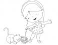 Dibujos de Niña con gato para colorear e imprimir