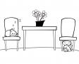 Dibujos de Gatos durmiendo en la sala de estar para colorear e imprimir