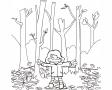 Dibujos de Niña en el bosque en otoño para colorear e imprimir