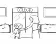 Niña entrando al colegio con su mamá