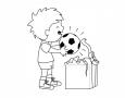 Dibujos de Niño abriendo un regalo para colorear e imprimir