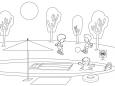 Dibujos de Niños en la piscina para colorear e imprimir