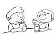 Dibujos de Niños merendando para colorear e imprimir