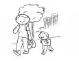 Dibujos de Niño y padre caminando con patines para colorear e imprimir