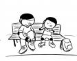 Dibujos de Niño aprendiendo a ponerse los patines para colorear e imprimir