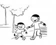 Niño patinando con su papá