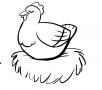 Dibujos de Gallina en el nido para colorear e imprimir