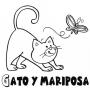 Dibujos de Gato persiguiendo a mariposa para colorear e imprimir