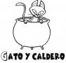 Dibujos de Gato y caldero para colorear e imprimir