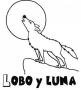 Dibujos de Lobo y luna para colorear e imprimir