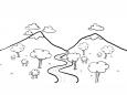 Dibujos de Paisaje con río para colorear e imprimir