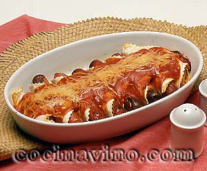 Canelones con salchichas