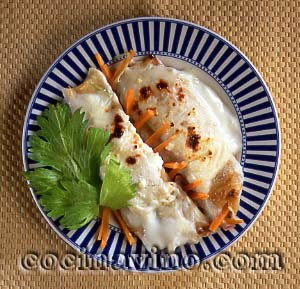Crepes de jamón y verduras