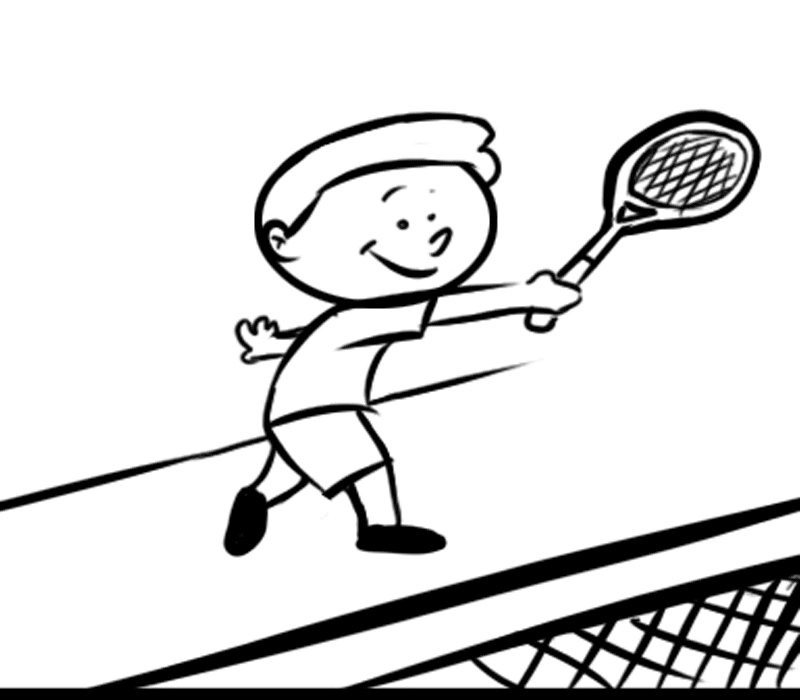 Imprimir: Niño jugando al tenis: Dibujos para colorear Imprimir: Niño jugando al tenis: Dibujos para colorear