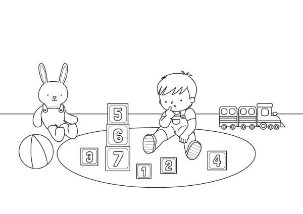 Dibujos para colorear niños jugando con juguetes - Imagui