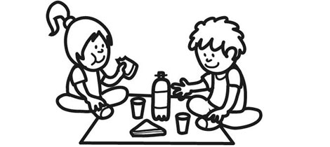 Dibujos para colorear de niños en picnic