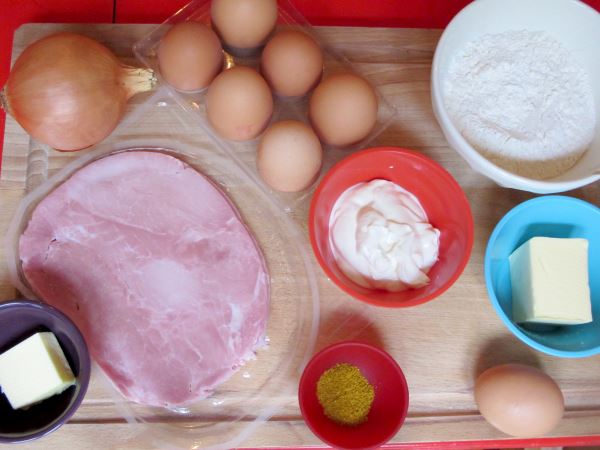 Receta tarta oriental de jamón y huevos ingredientes