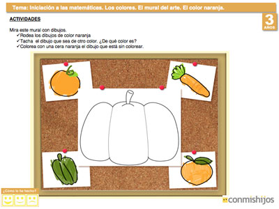 Ejercicios para que los niños aprendan a identificar el color naranja