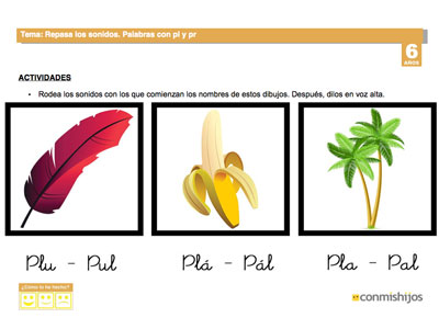 Ficha de las palabras con pr y pl