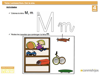 Aprender a escribir la letra M. Lectoescritura para niños