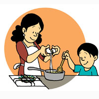 Resultado de imagen de cocinando en familia dibujo