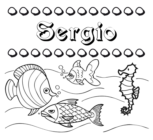 Peces: dibujos de nombres para pintar