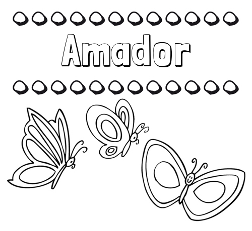 Imprimir un dibujo para colorear de nombres y mariposas