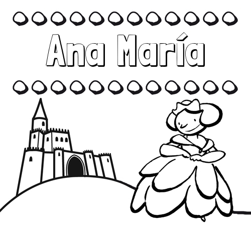 Dibujos para colorear su nombre y una princesa