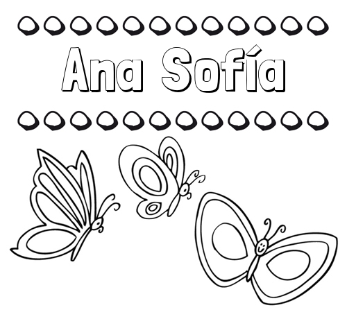 Imprimir un dibujo para colorear de nombres y mariposas