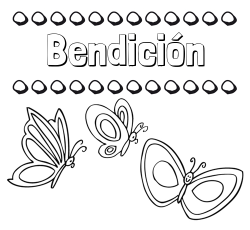 Imprimir un dibujo para colorear de nombres y mariposas