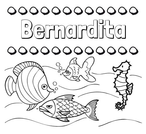 Peces: dibujos de nombres para pintar