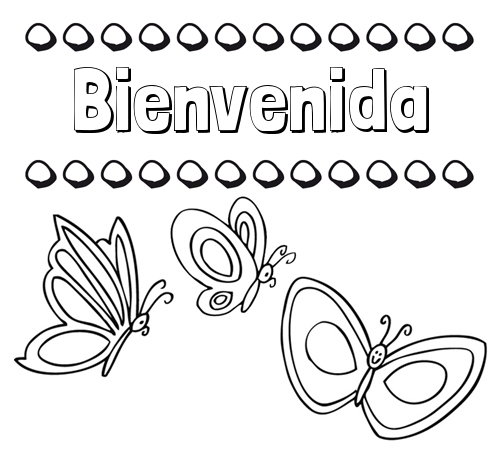 Imprimir un dibujo para colorear de nombres y mariposas