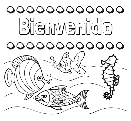 Peces: dibujos de nombres para pintar