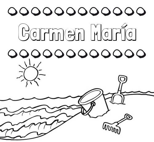 Nombres en la playa: dibujos para colorear