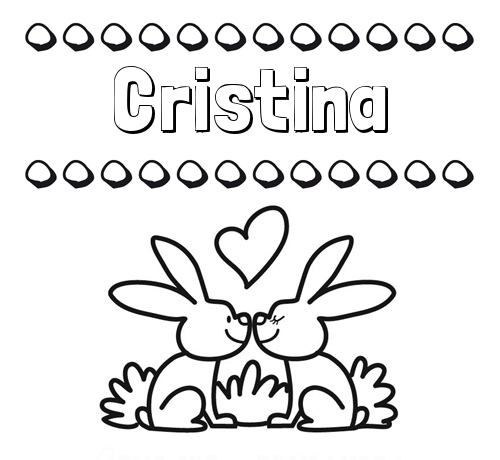 Nombre Cristina: Colorear las letras de los nombres con conejitos