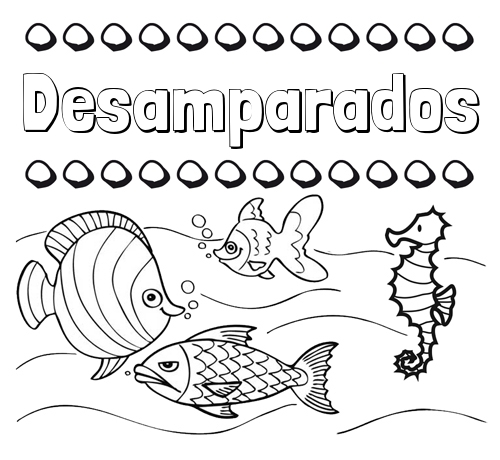 Peces: dibujos de nombres para pintar