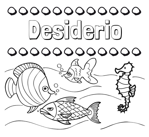 Peces: dibujos de nombres para pintar