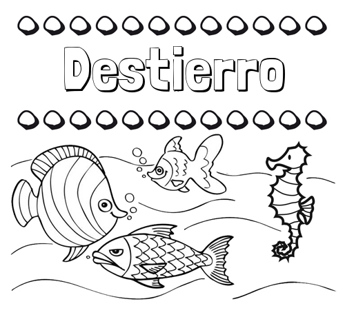 Peces: dibujos de nombres para pintar