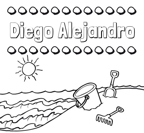 Nombres en la playa: dibujos para colorear