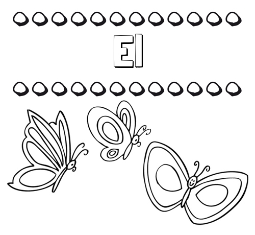 Imprimir un dibujo para colorear de nombres y mariposas
