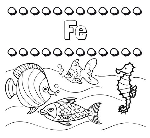 Peces: dibujos de nombres para pintar