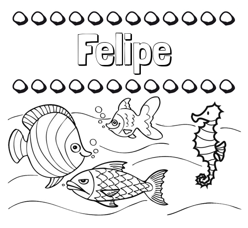 Peces: dibujos de nombres para pintar