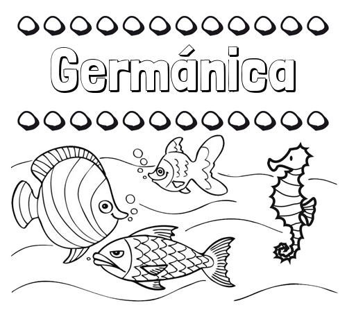 Peces: dibujos de nombres para pintar