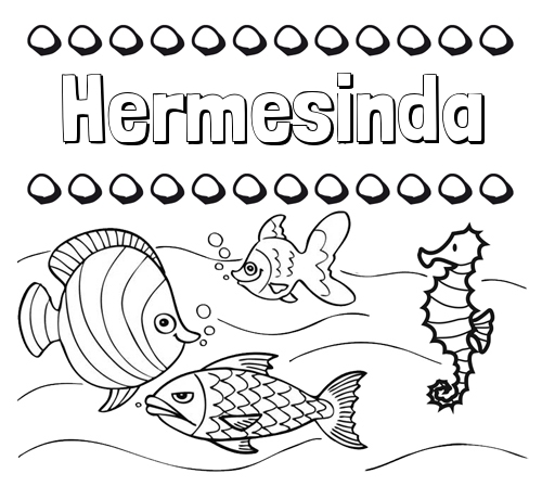 Peces: dibujos de nombres para pintar