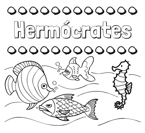 Peces: dibujos de nombres para pintar