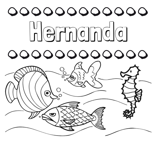 Peces: dibujos de nombres para pintar