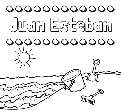 Nombres en la playa: dibujos para colorear