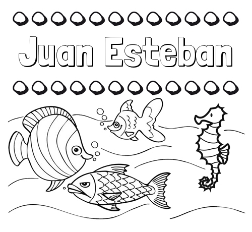 Peces: dibujos de nombres para pintar