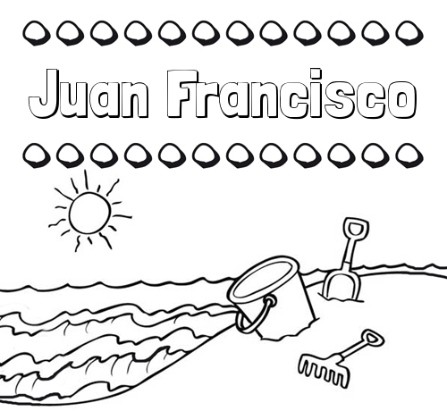 Nombres en la playa: dibujos para colorear