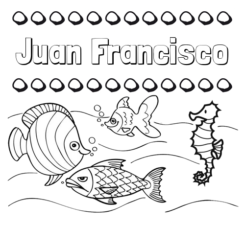 Peces: dibujos de nombres para pintar
